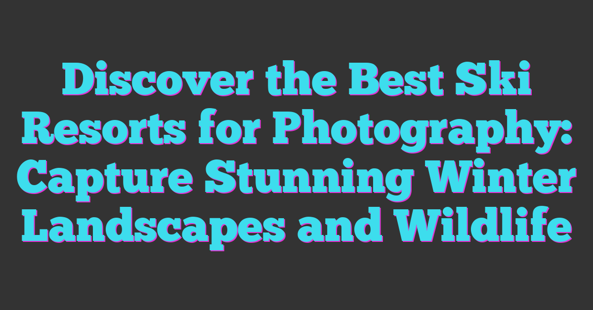 Discover the Best Ski Resorts for Photography: Capture Stunning Winter Landscapes and Wildlife