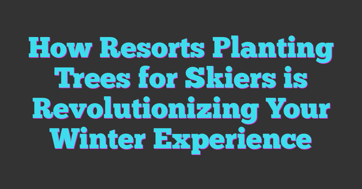 How Resorts Planting Trees for Skiers is Revolutionizing Your Winter Experience