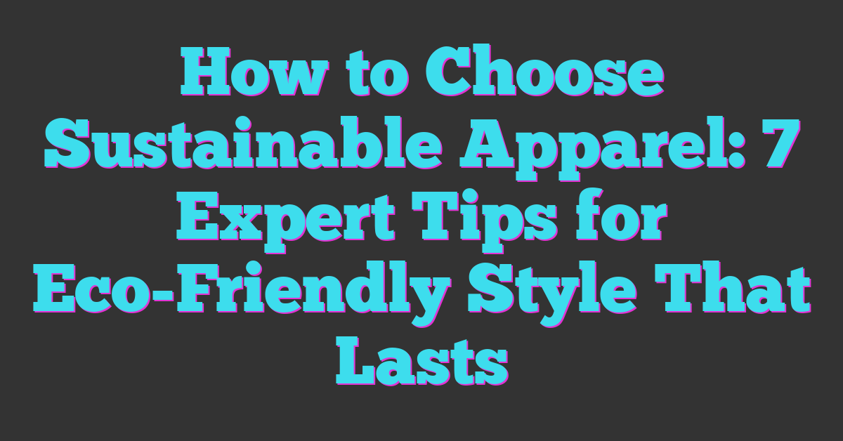 How to Choose Sustainable Apparel: 7 Expert Tips for Eco-Friendly Style That Lasts